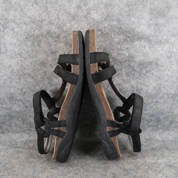 Teva Shoes Womens 9 Ventura Cork Sandals Leather Adjustable Strap Comfort Black - Picture 8 of 9
